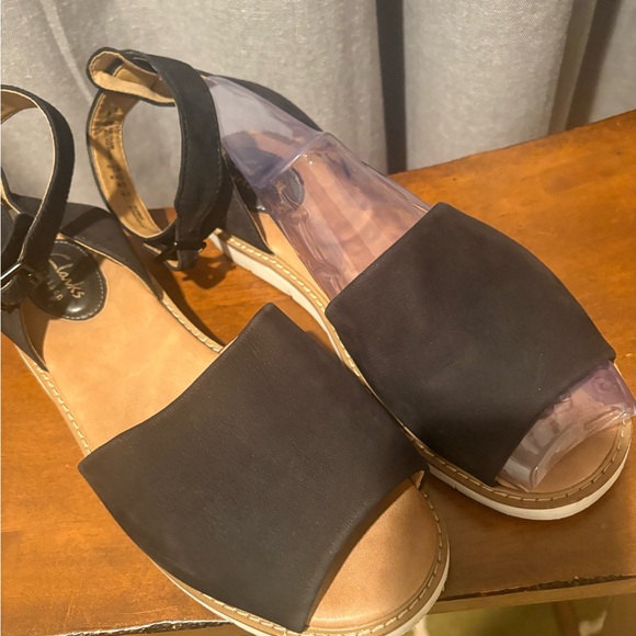 Clarks Black Suede Artisan Sandals - Picture 3 of 6